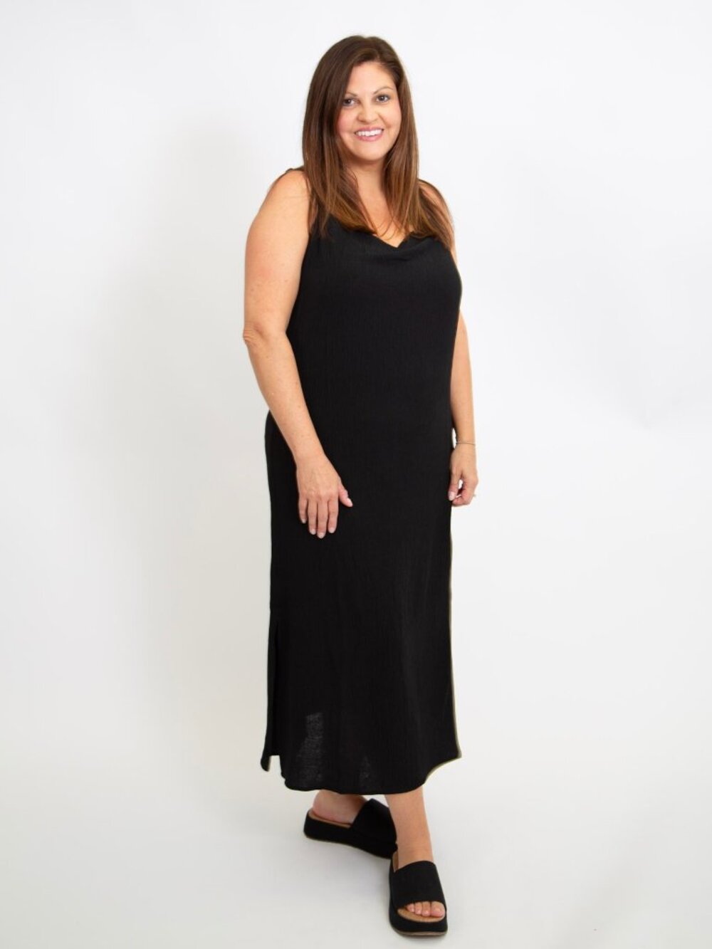 Curvy Cowl Neck Midi Slip Dress